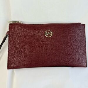 Michael Kors Maroon Clutch with light gold Accent